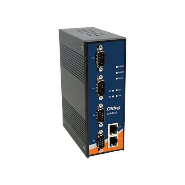 Oring Industrial Networking Rugged 4x RS232/422/485 to 2x 10/100TX RJ-45 PoE client Device Server IDS-5042+ - main